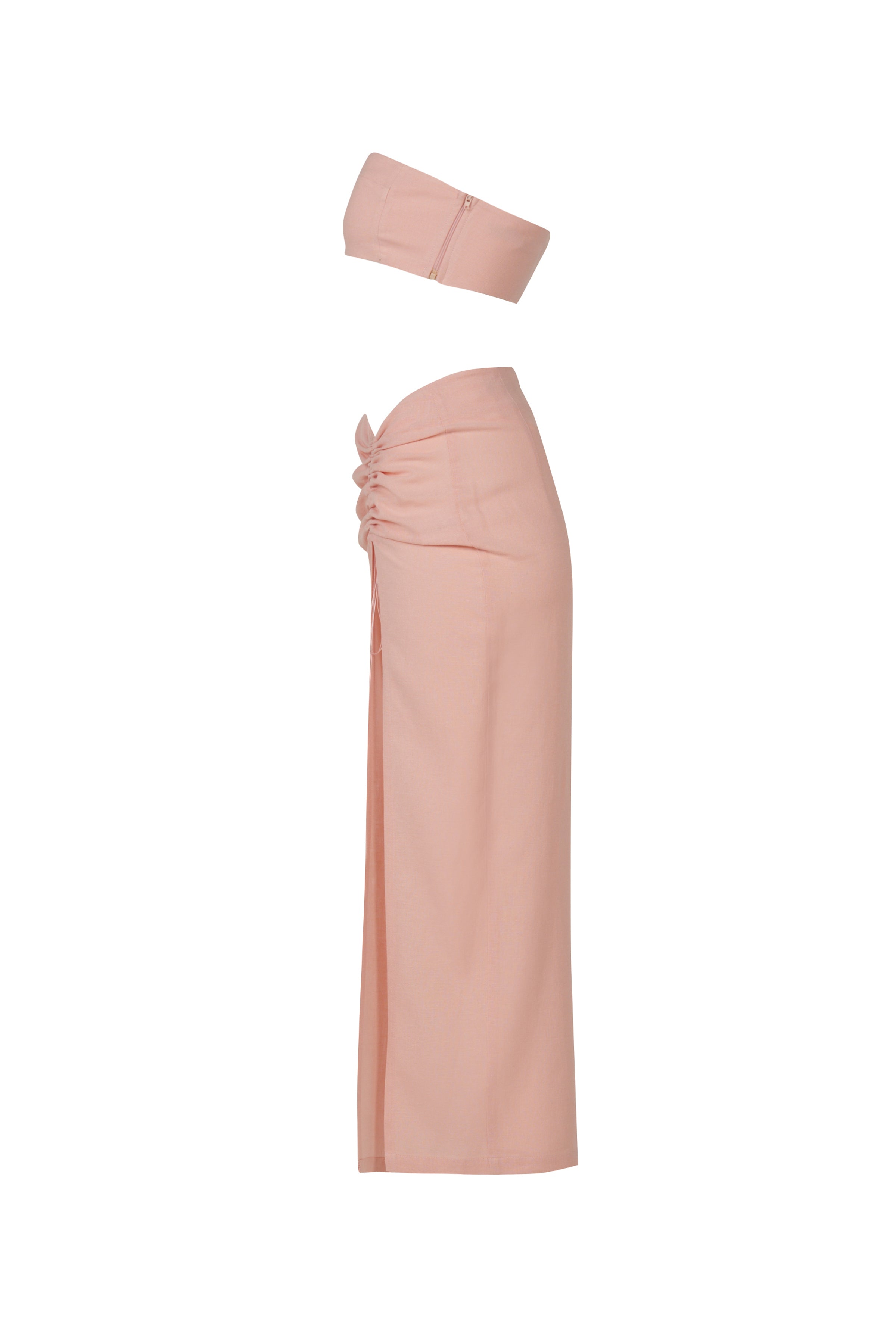 Pink Strapless Linen Suit